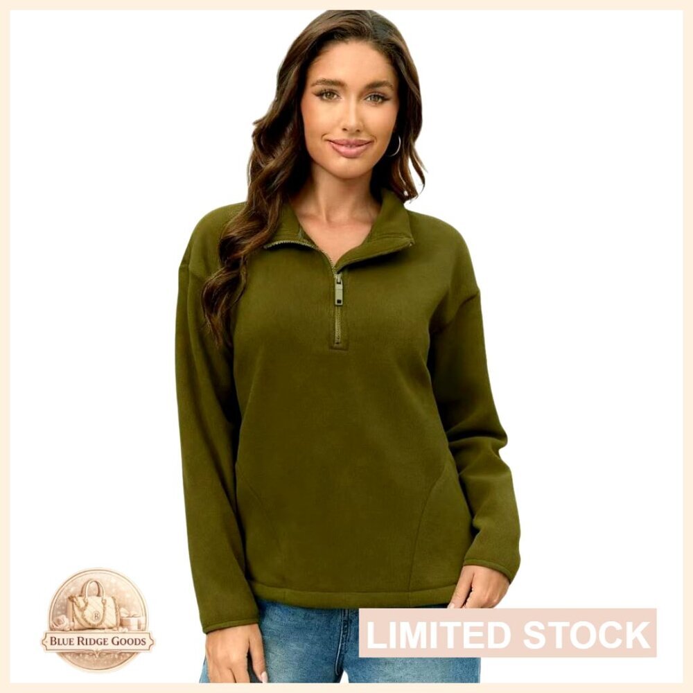 Classic Half-Zip Fleece Jacket Lightweight Warm Minimal Chic Outdoor Daily Wear
